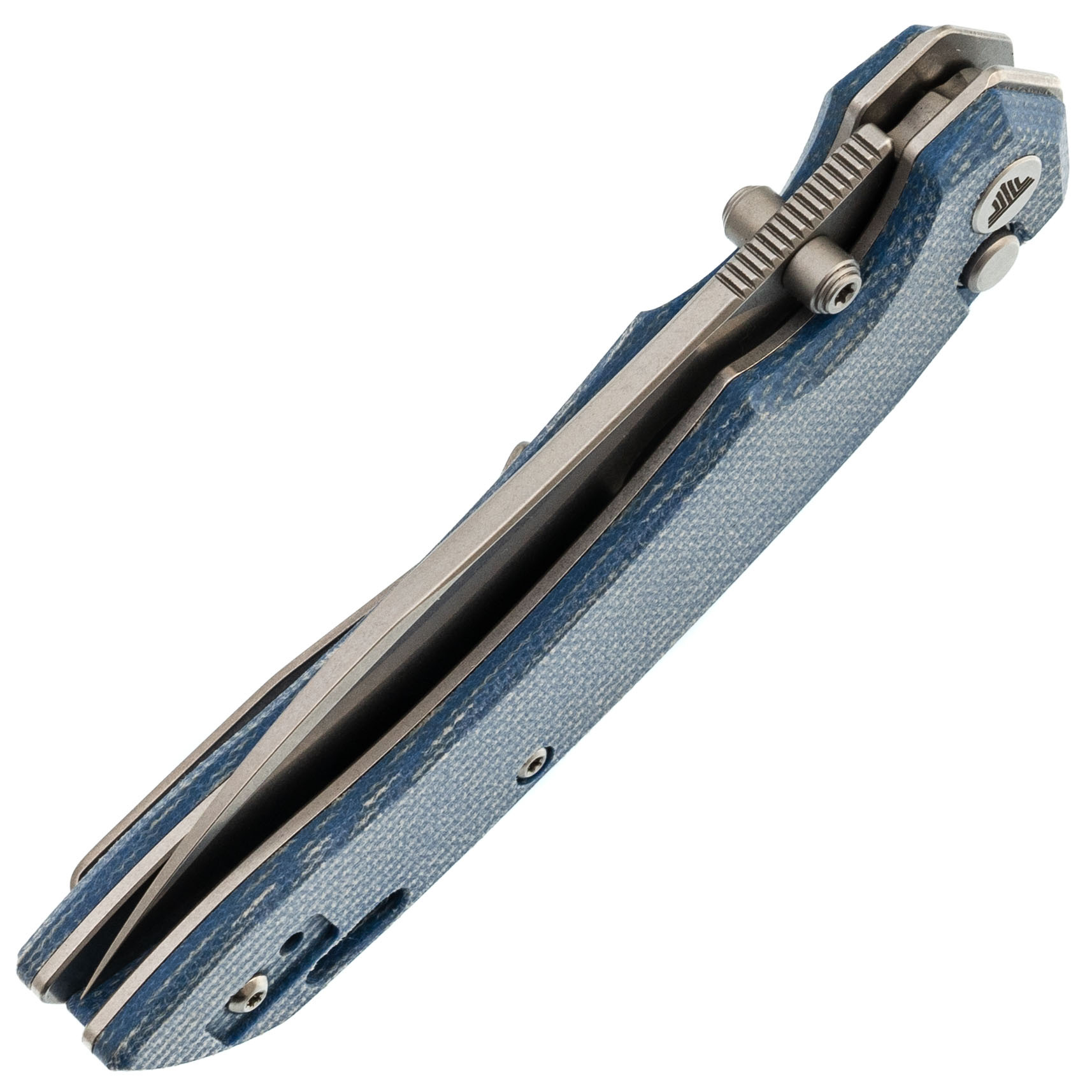 Складной нож Trivisa Aur-04L, сталь 14C28N, рукоять микарта, синий - фото 9