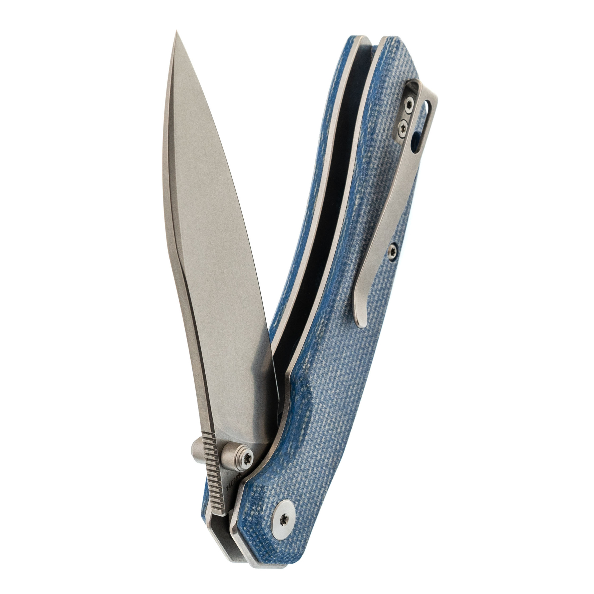 Складной нож Trivisa Aur-04L, сталь 14C28N, рукоять микарта, синий - фото 5