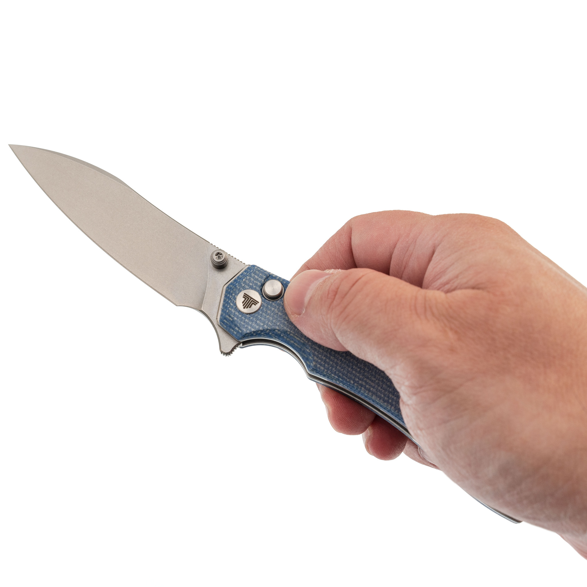 Складной нож Trivisa Aur-04L, сталь 14C28N, рукоять микарта, синий - фото 7