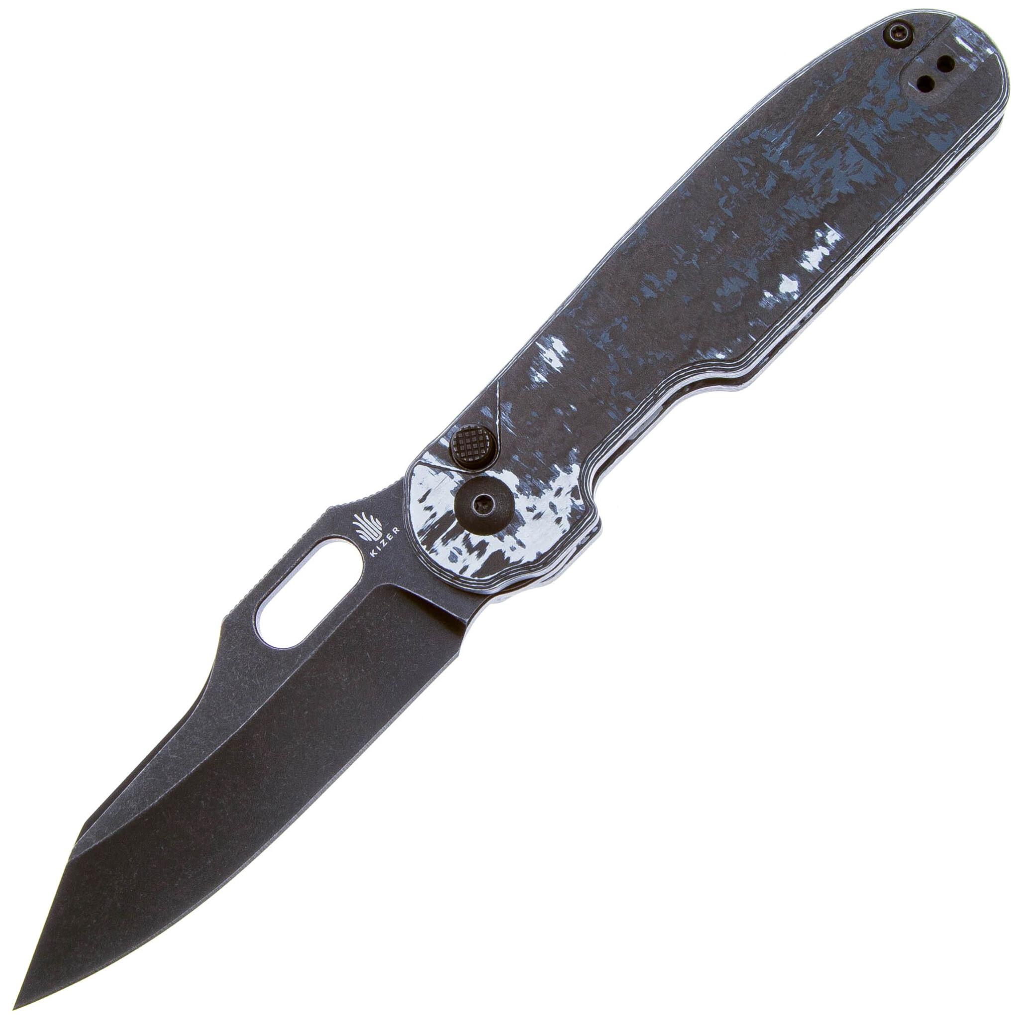 Складной нож Kizer Cormorant Blackwash, сталь CPM S90V, рукоять карбон