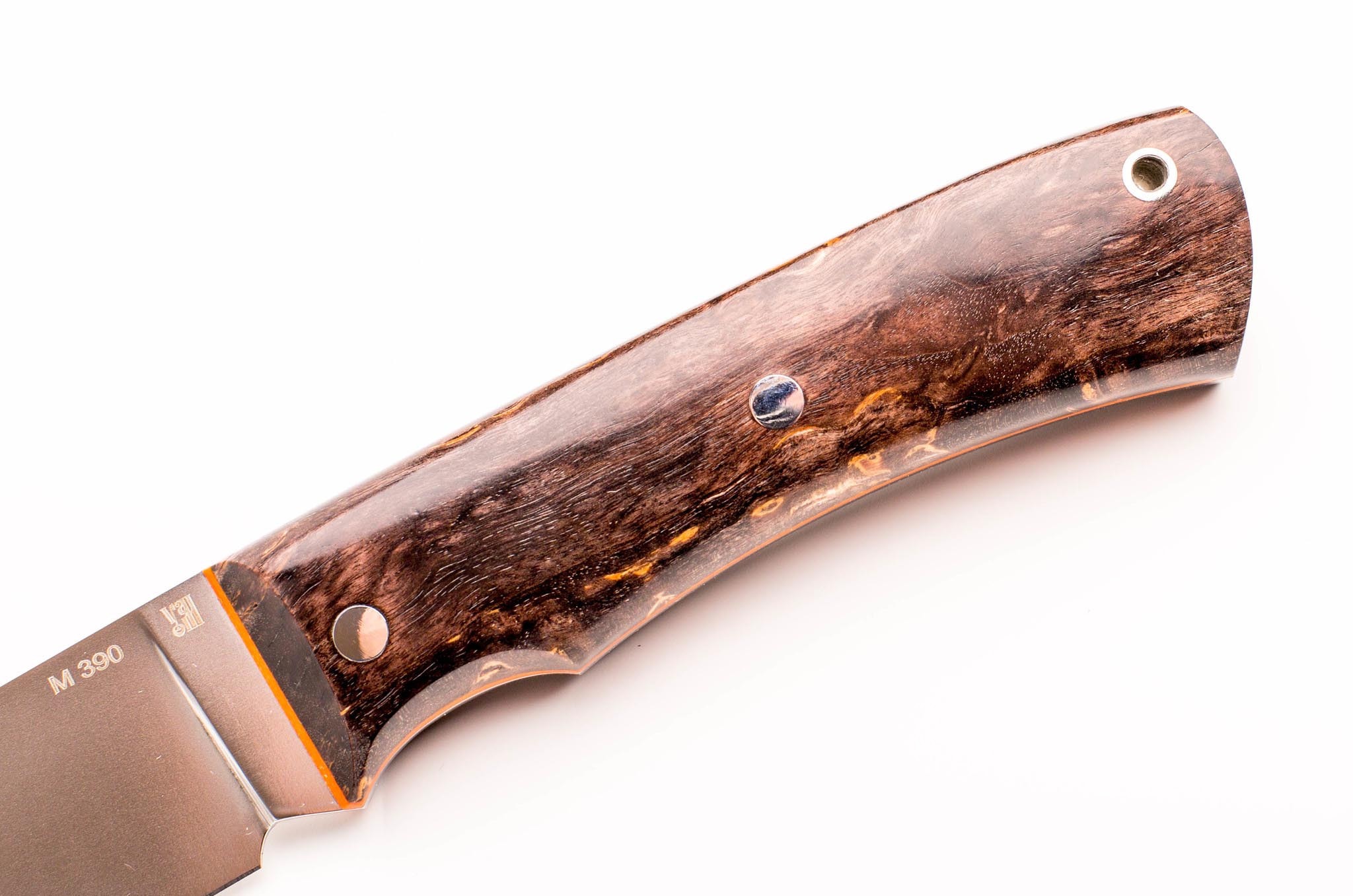 Нож цельнометаллический Фетр 2, сталь M390, карельская береза от Ножиков