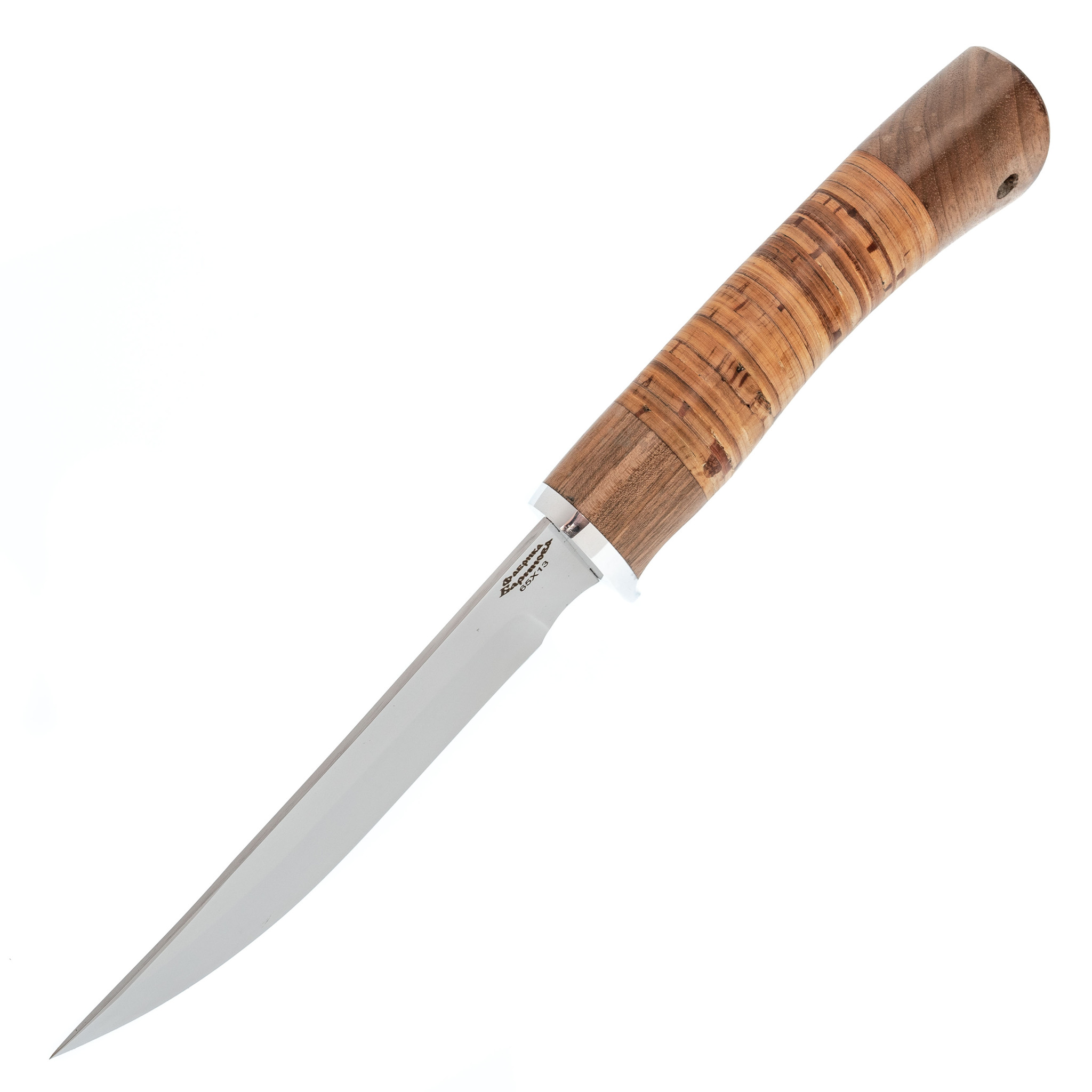 Нож Рысь-1, сталь 65х13, рукоять береста от Ножиков