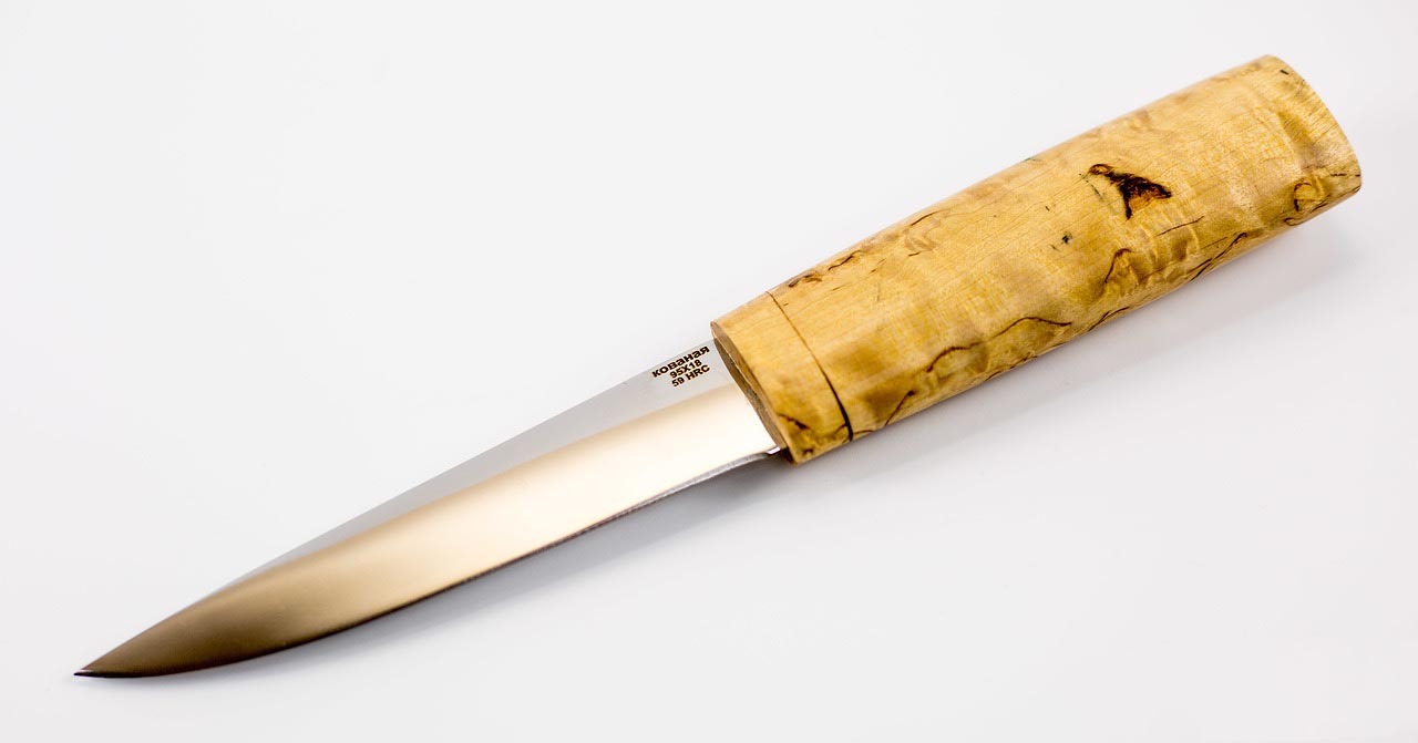 Нож якутский малый из 95Х18, карельская береза - фото 2
