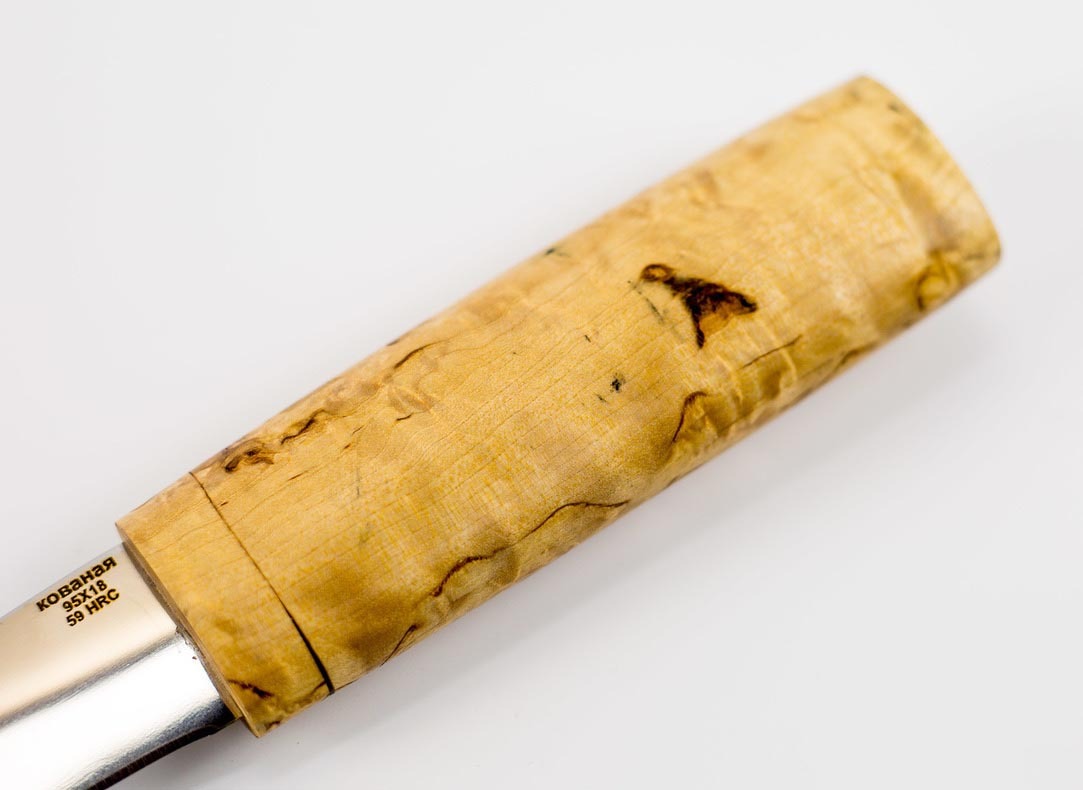 Нож якутский малый из 95Х18, карельская береза - фото 4