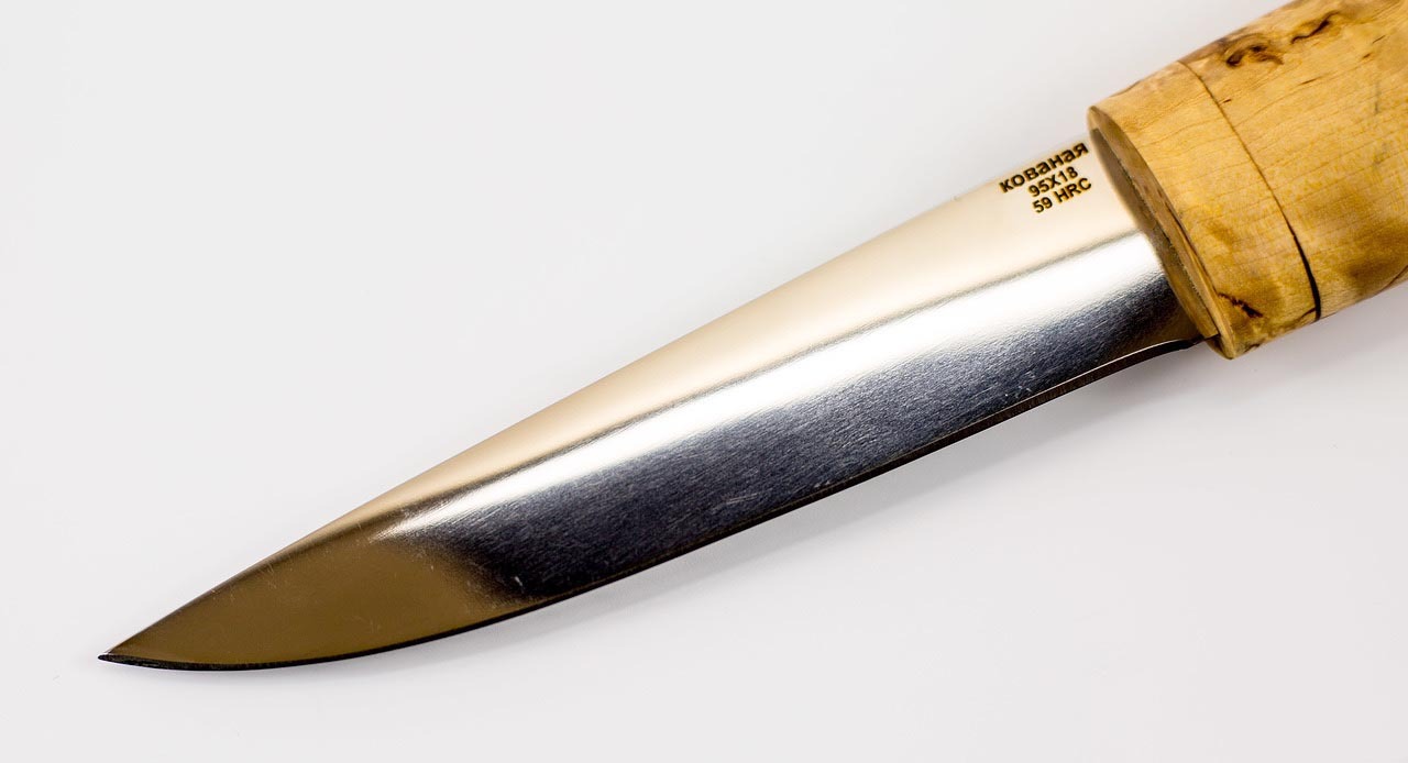 Нож якутский малый из 95Х18, карельская береза - фото 3