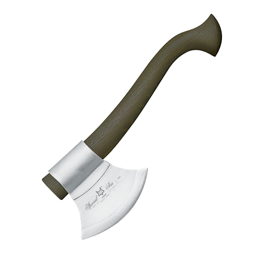 фото Топор fox special axe, сталь 12c27, рукоять sassafras wood, зеленый