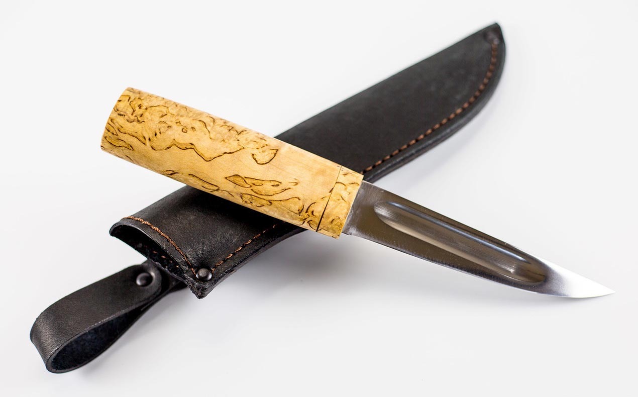 Нож якутский малый из 95Х18, карельская береза - фото 5