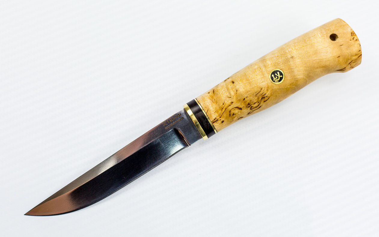 Нож Финский Х12МФ, карельская берёза