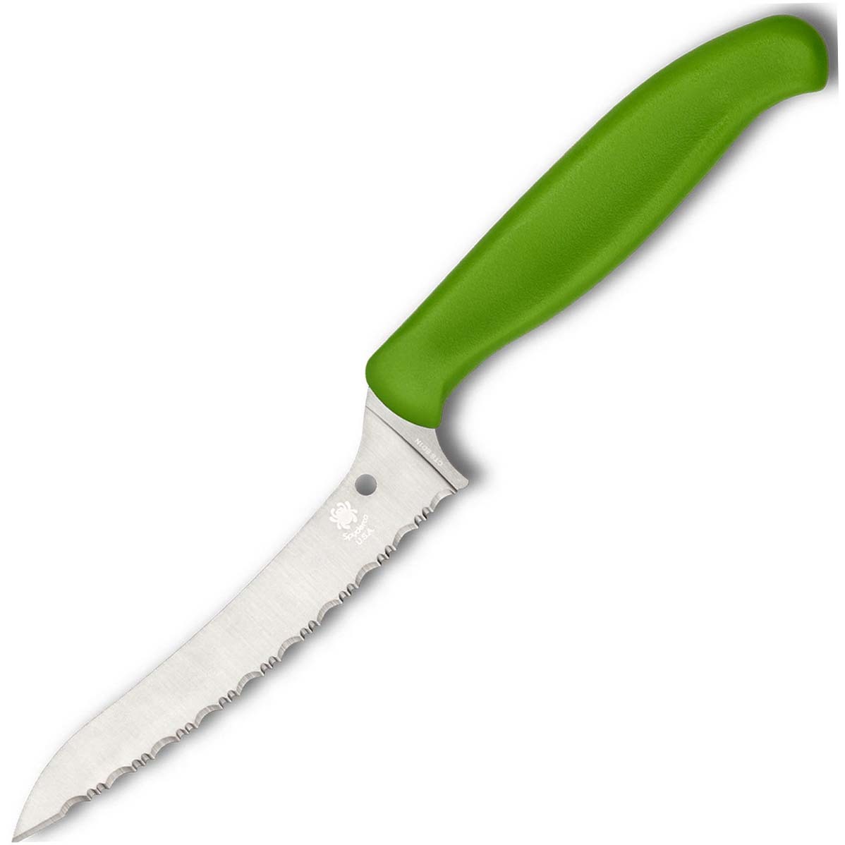 Универсальный кухонный нож Spyderco Z-Cut SpyderEdge Offset Kitchen, сталь CTS - BD1 Alloy, рукоять зеленый полипропилен