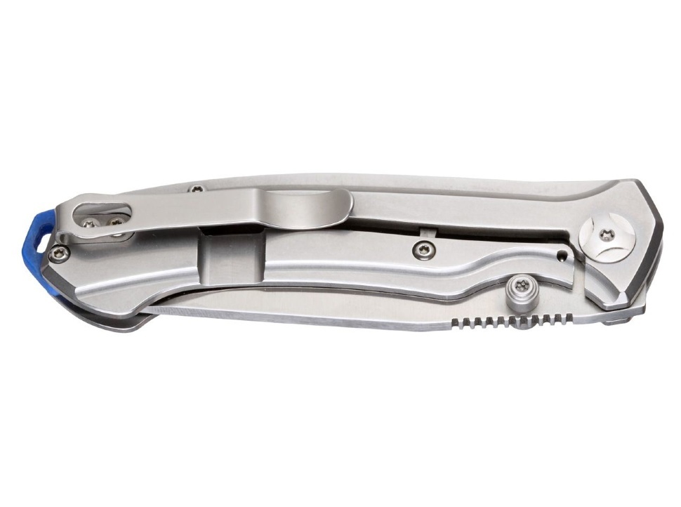 Нож складной Magnum Blue Steel, сталь 440А Satin Plain, рукоять нержавеющая сталь, серый, Boker 01SC986 - фото 3