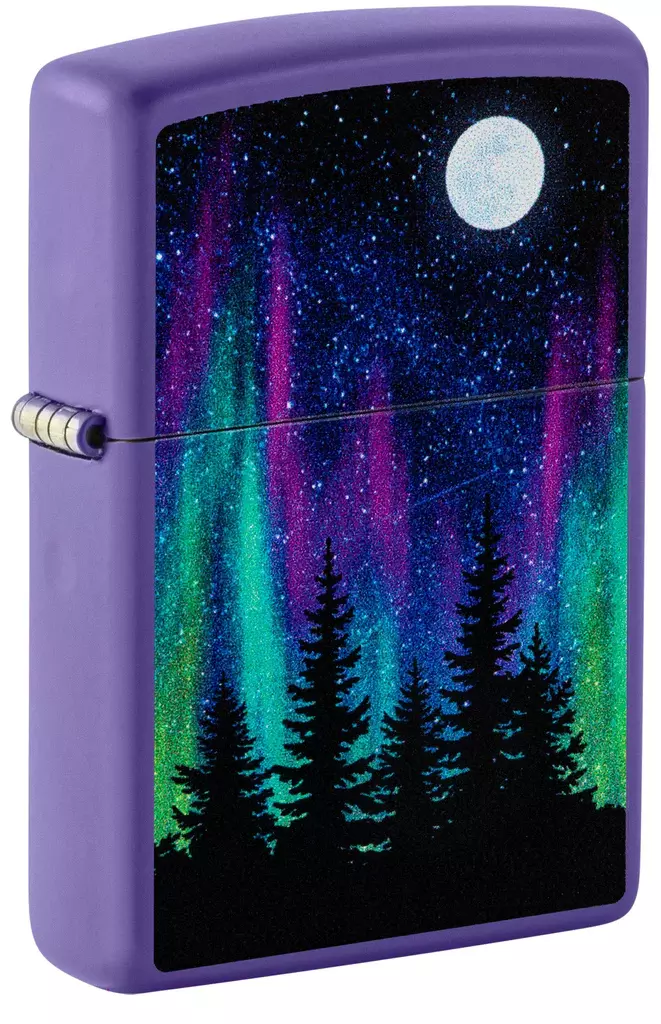 фото Зажигалка zippo night in the forest с покрытием purple matte, латунь/сталь, фиолетовая, матовая