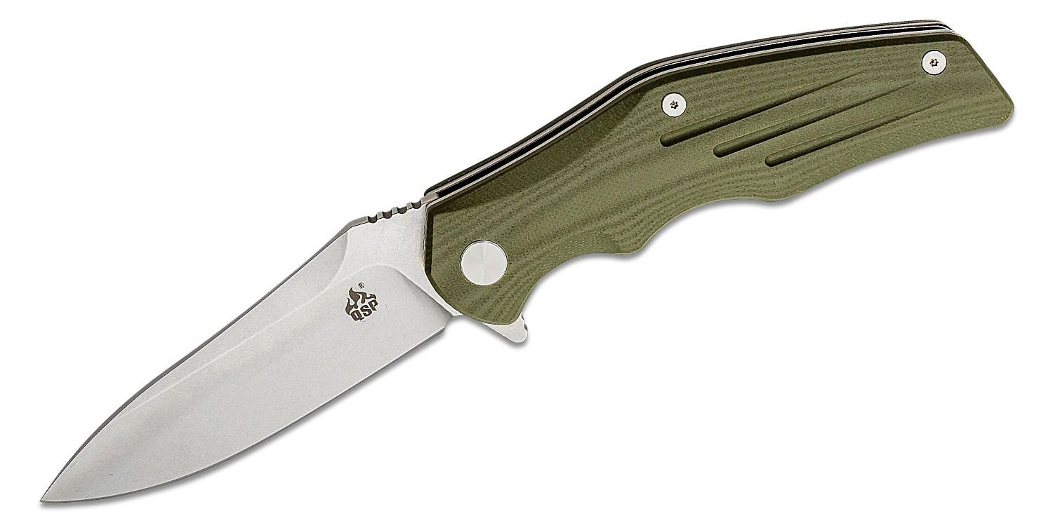 Складной нож QSP Pangolin, сталь D2, рукоять G10, зеленый