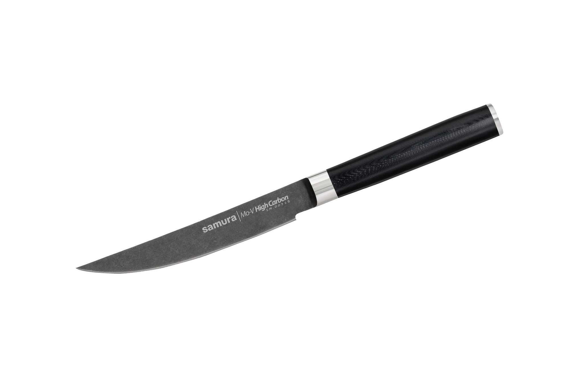 Кухонный нож для стейка Samura Mo-V Stonewash 120 мм, сталь AUS-8, рукоять G10 - фото 1