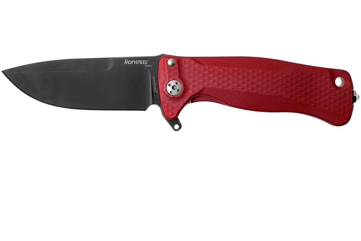 Нож складной LionSteel SR22A RB Mini, сталь Uddeholm Sleipner® Black Finish, рукоять алюминий (Solid®), красный - фото 2