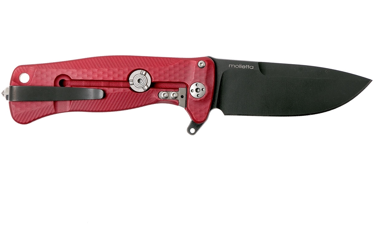 Нож складной LionSteel SR22A RB Mini, сталь Uddeholm Sleipner® Black Finish, рукоять алюминий (Solid®), красный - фото 3