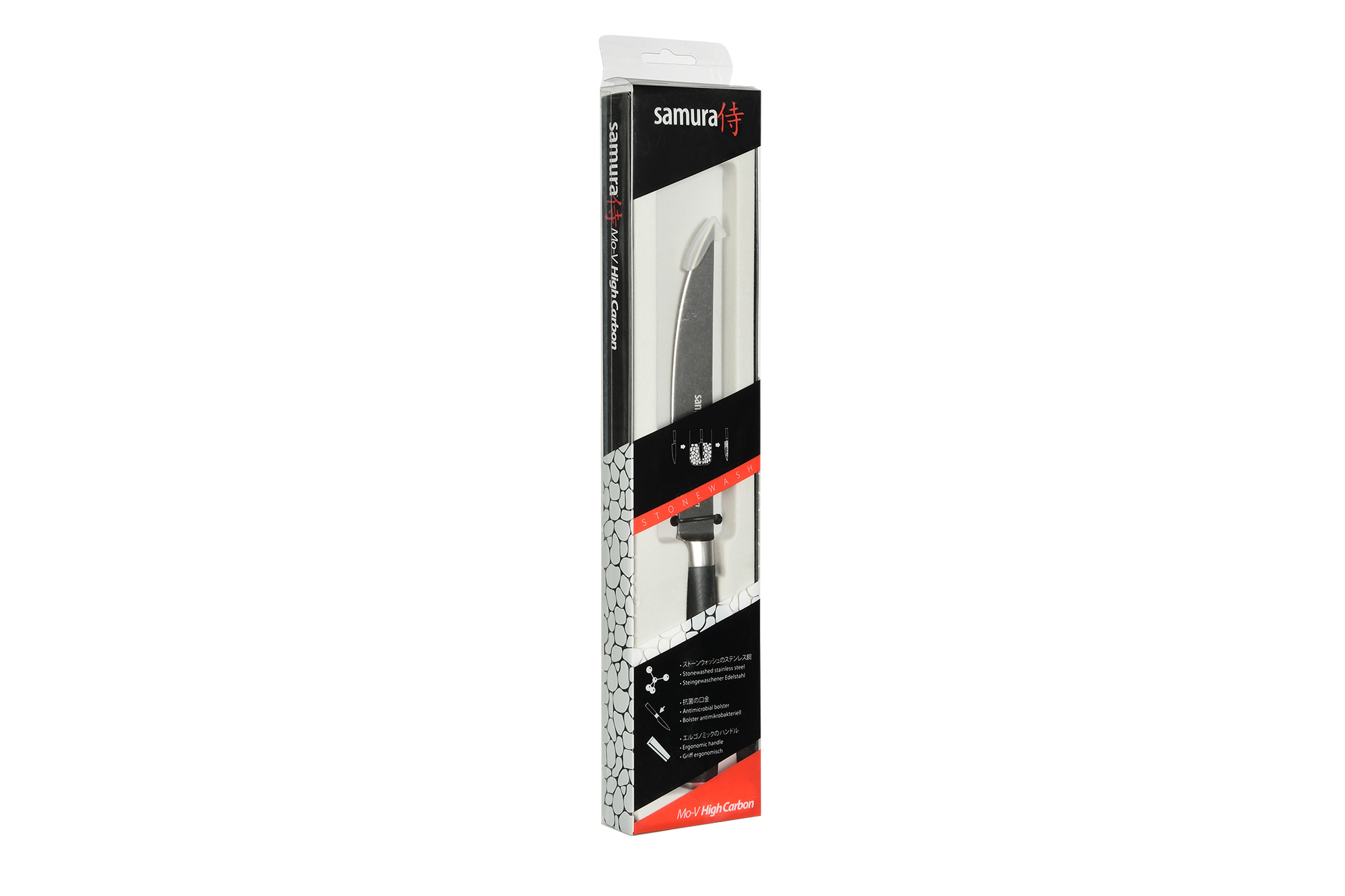 фото Кухонный нож для стейка samura mo-v stonewash 120 мм, сталь aus-8, рукоять g10