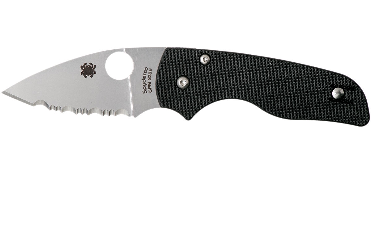 Нож складной Lil' Native - Spyderco 230GS, сталь Crucible CPM® S30V™ Satin Serrated, рукоять стеклотекстолит G10, чёрный - фото 7