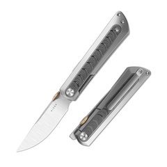 Фото Складной нож Kizer Quoll, сталь S45VN, рукоять Titanium&Rainbow Damascus