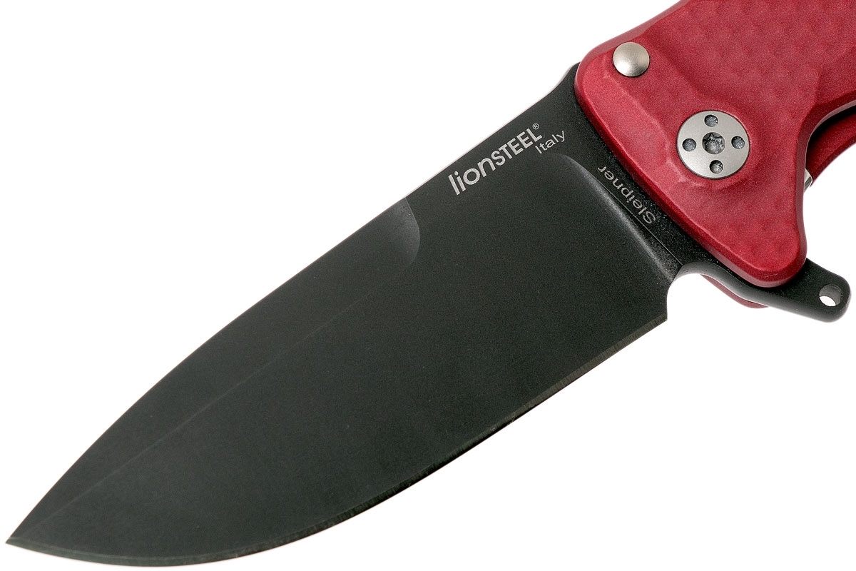 Нож складной LionSteel SR22A RB Mini, сталь Uddeholm Sleipner® Black Finish, рукоять алюминий (Solid®), красный - фото 4