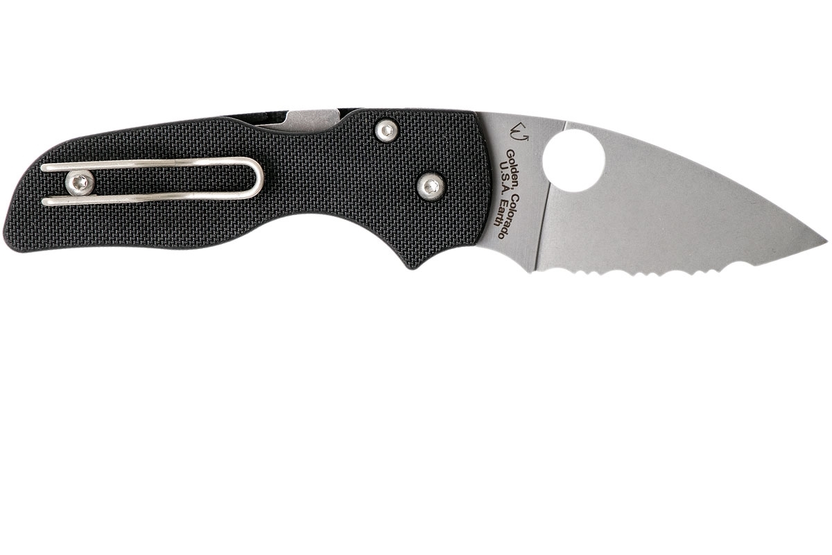 Нож складной Lil' Native - Spyderco 230GS, сталь Crucible CPM® S30V™ Satin Serrated, рукоять стеклотекстолит G10, чёрный - фото 8