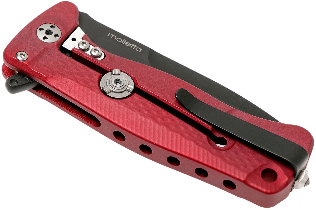 Нож складной LionSteel SR22A RB Mini, сталь Uddeholm Sleipner® Black Finish, рукоять алюминий (Solid®), красный - фото 5