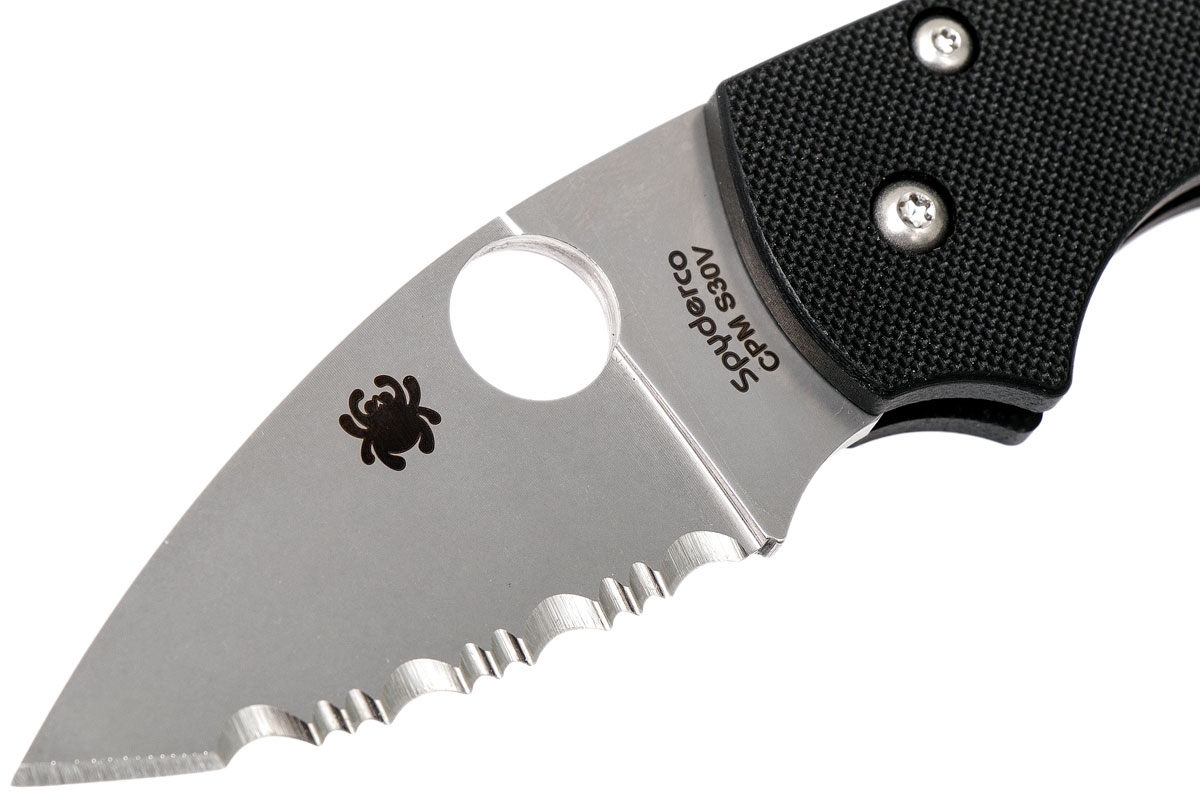 Нож складной Lil' Native - Spyderco 230GS, сталь Crucible CPM® S30V Satin Serrated, рукоять стеклотекстолит G10, чёрный от Ножиков