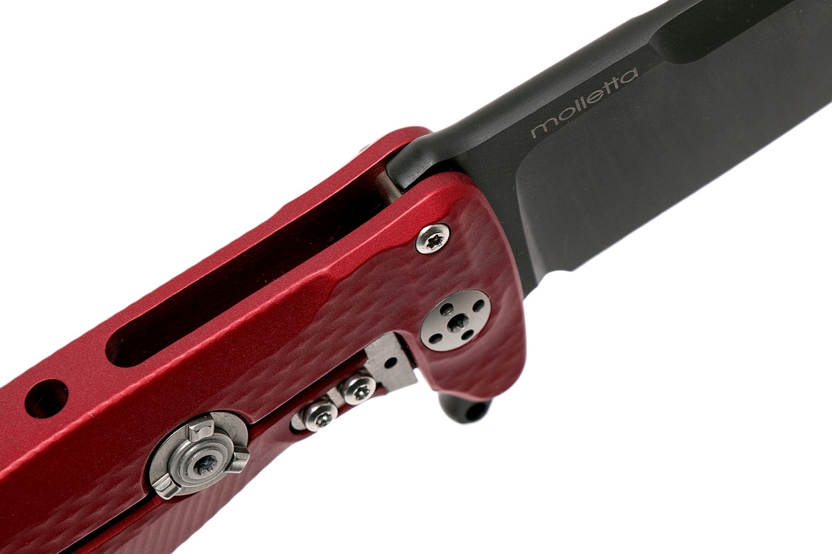 Нож складной LionSteel SR22A RB Mini, сталь Uddeholm Sleipner® Black Finish, рукоять алюминий (Solid®), красный - фото 7