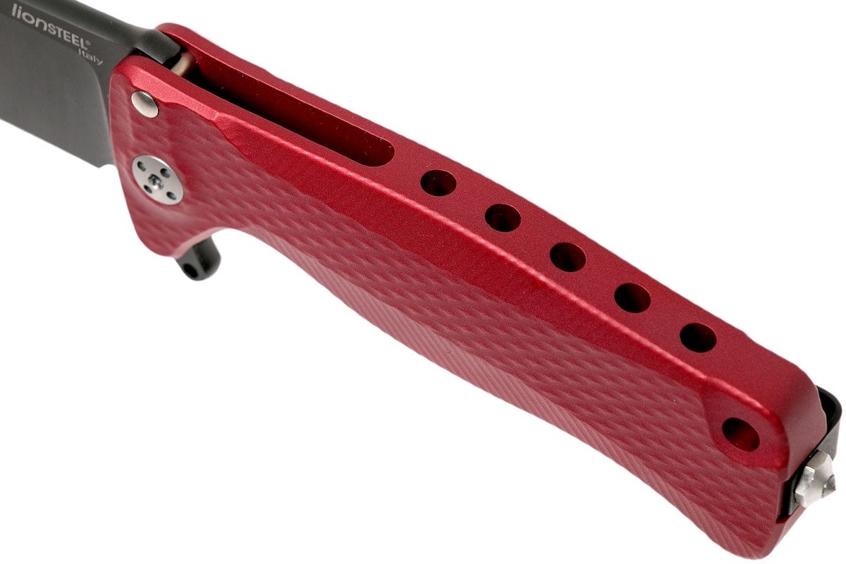 Нож складной LionSteel SR22A RB Mini, сталь Uddeholm Sleipner® Black Finish, рукоять алюминий (Solid®), красный - фото 8