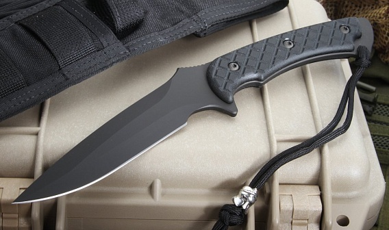Нож с фиксированным клинком Horkos (Black SpartaCoat/Black Micarta/Black Sheath) 14.5 см.