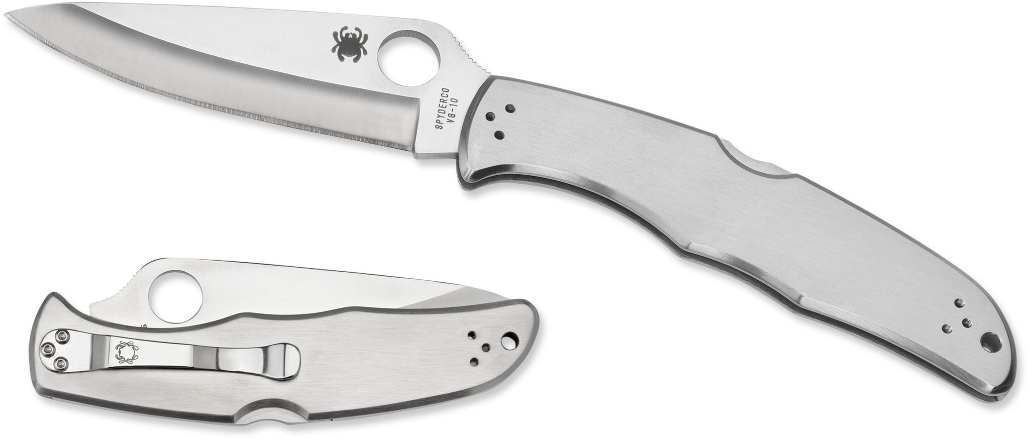 Складной нож Endura 4 - Spyderco 10P, сталь VG-10 Satin Plain, рукоять нержавеющая сталь - фото 4