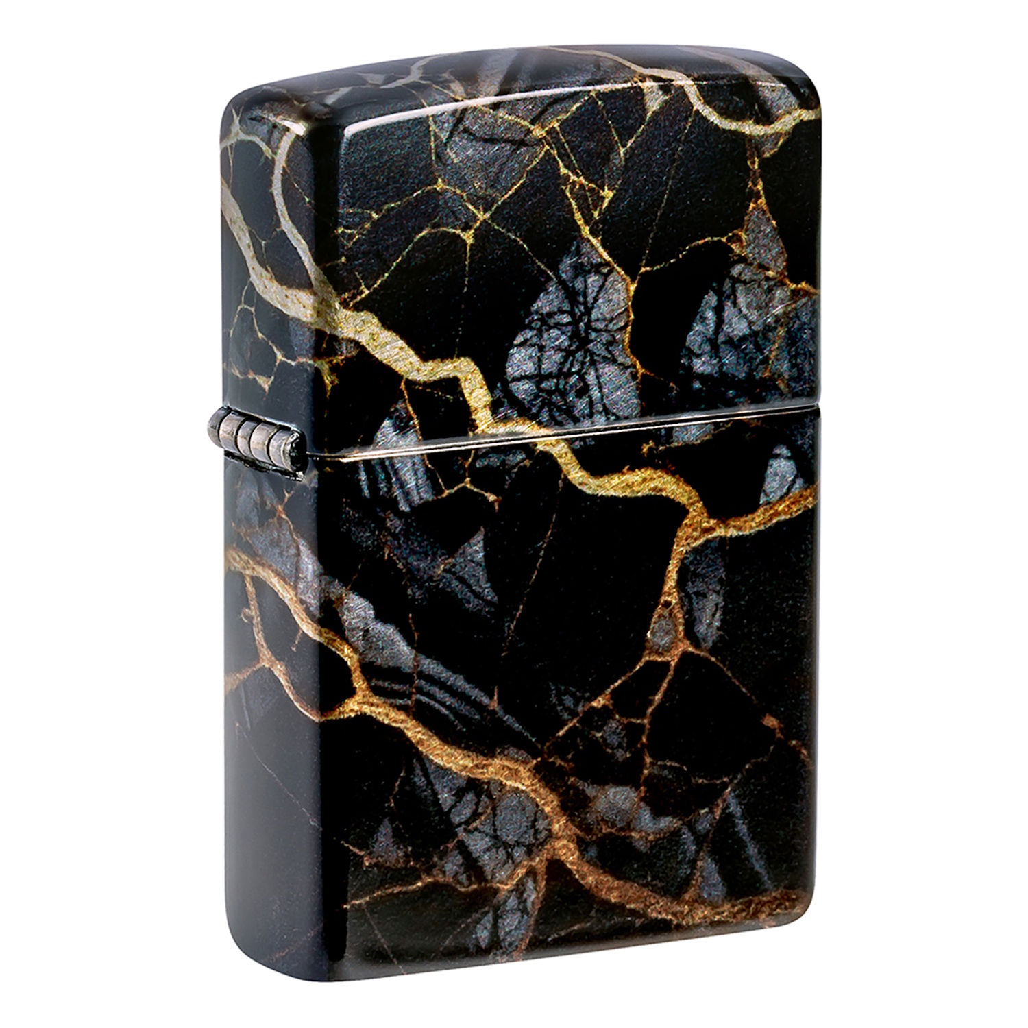 

Зажигалка ZIPPO Fusion Marble Design с покрытием 540 Tumbled Chrome, латунь/сталь, черная, 38x13x57 мм