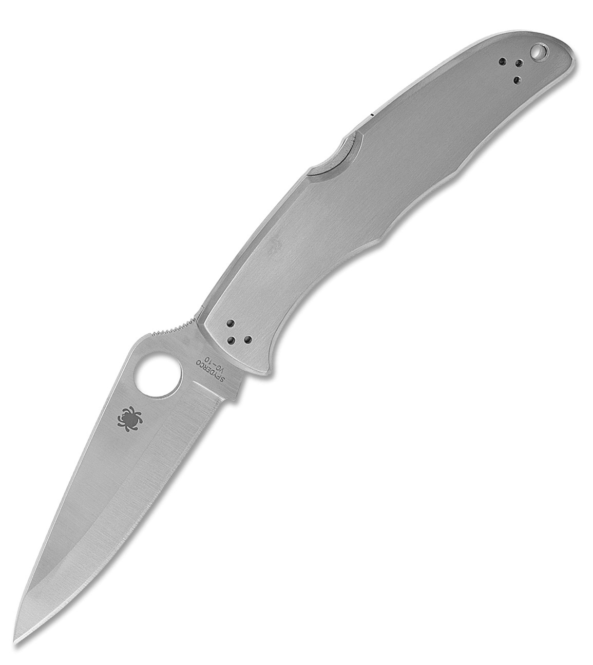 Складной нож Endura 4 - Spyderco 10P, сталь VG-10 Satin Plain, рукоять нержавеющая сталь - фото 1