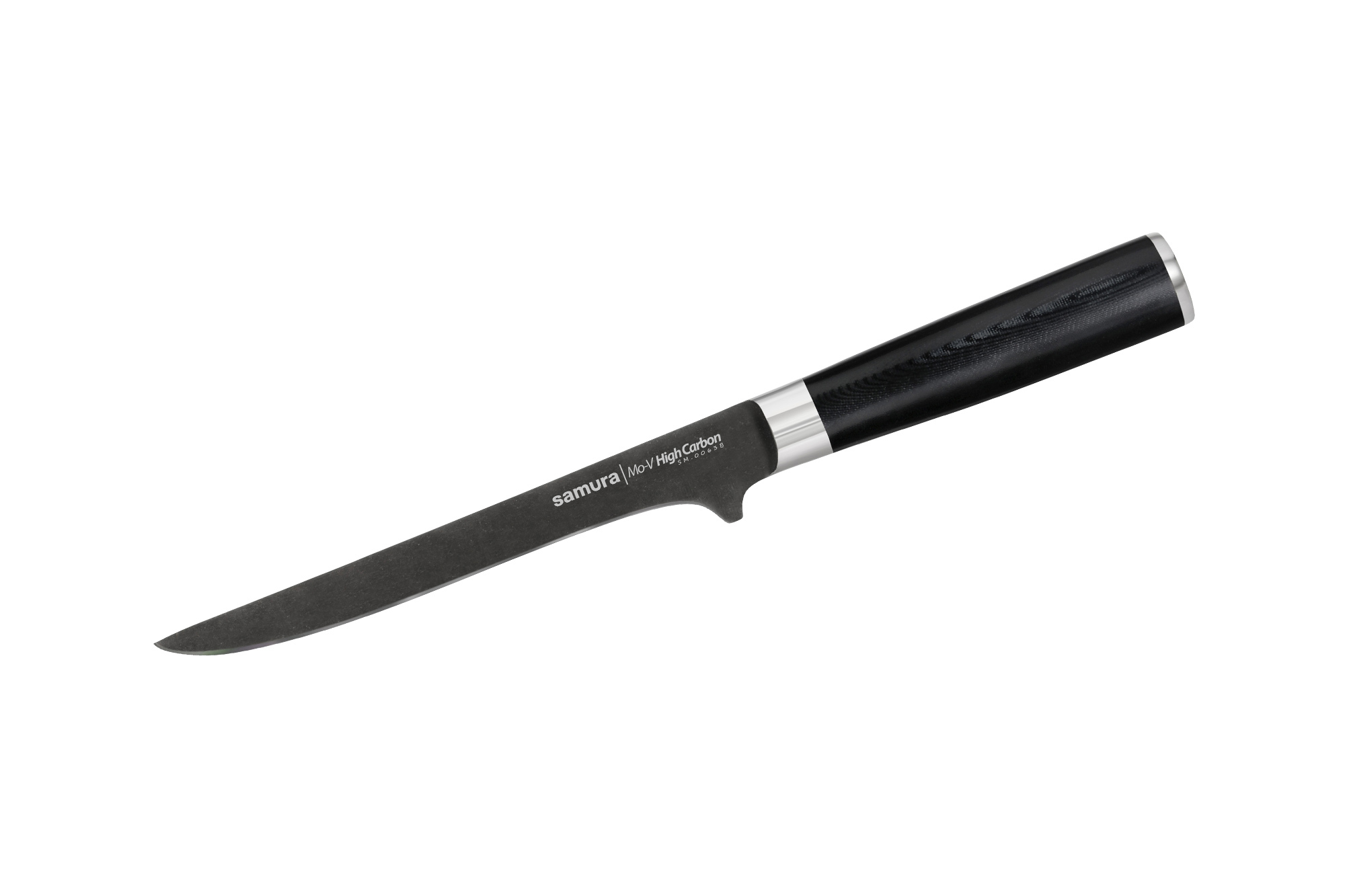 фото Кухонный нож обвалочный samura mo-v stonewash 165 мм, сталь aus-8, рукоять g10