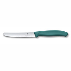 Фото Нож столовый серрейтор Victorinox Swiss Classic 11 см, нержавеющая сталь, рукоять пластик, зеленый