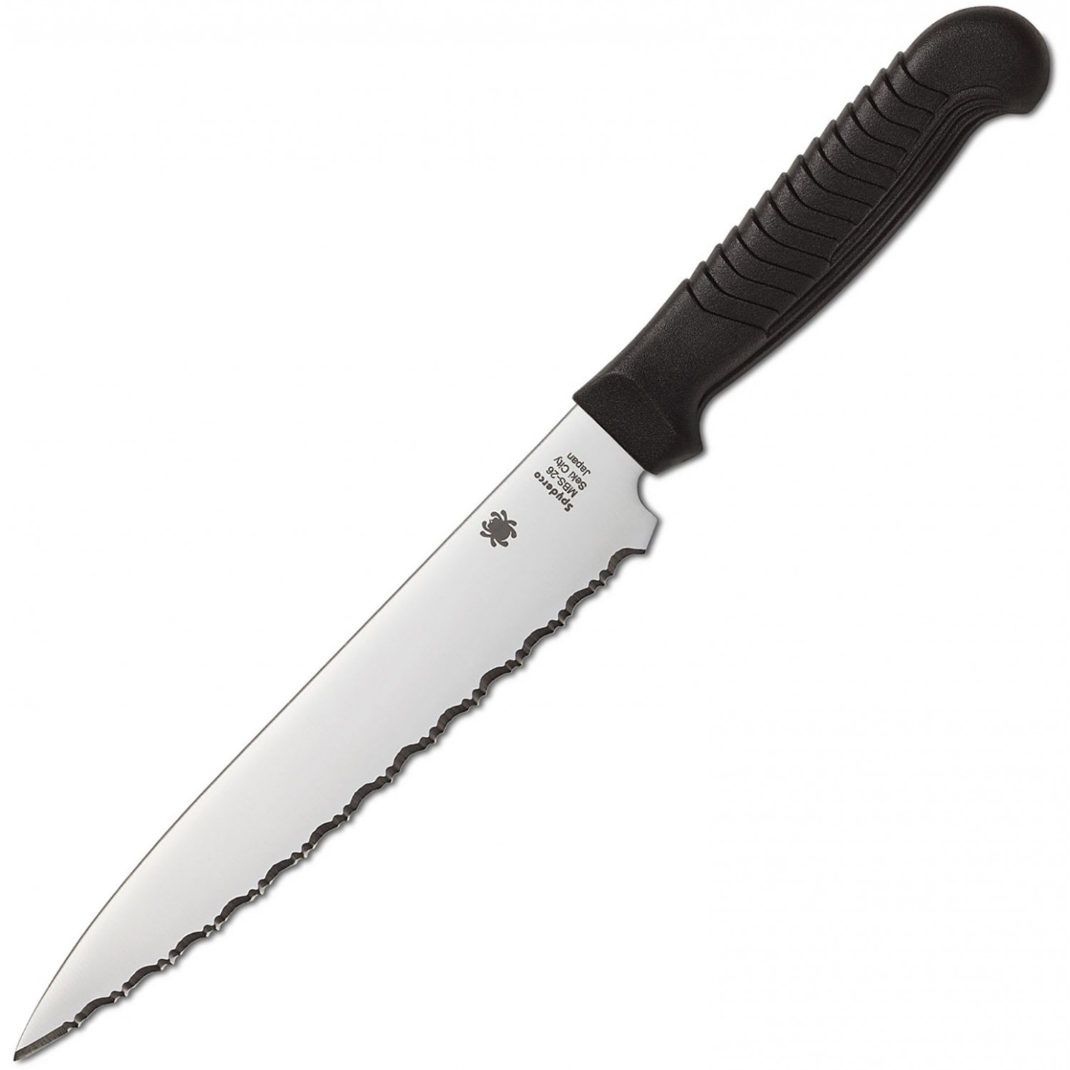 Нож кухонный универсальный Spyderco Utility Knife K04SBK, сталь MBS-26 Serrated (SpyderEdge) 16.5 см, рукоять полипропилен, чёрный