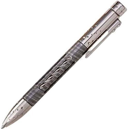 Тактическая ручка Lionsteel Nyala Grey Shine, корпус дамаск/титан