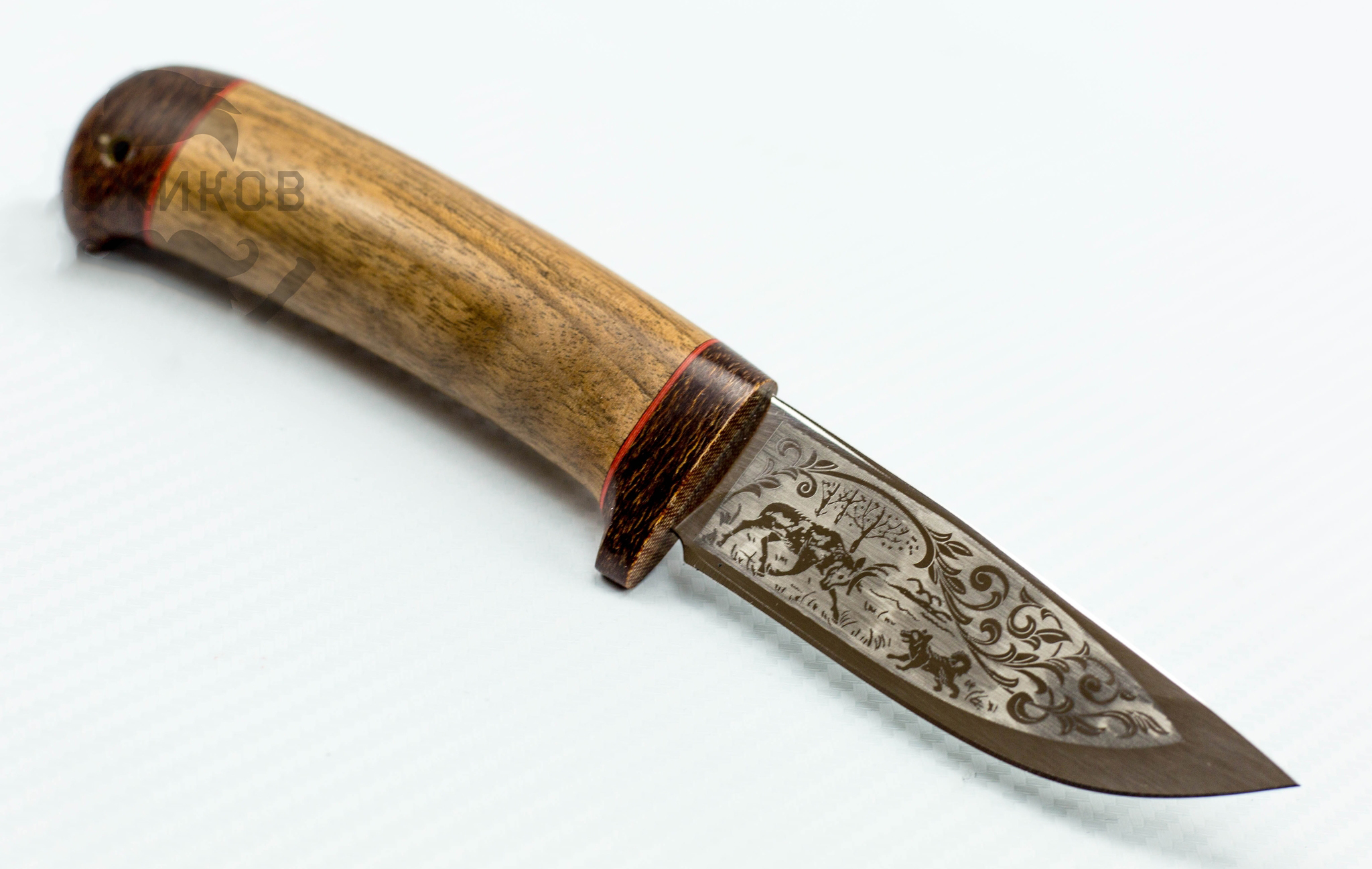 Нож Малек-2 с рисунком, орех, Златоуст - фото 2