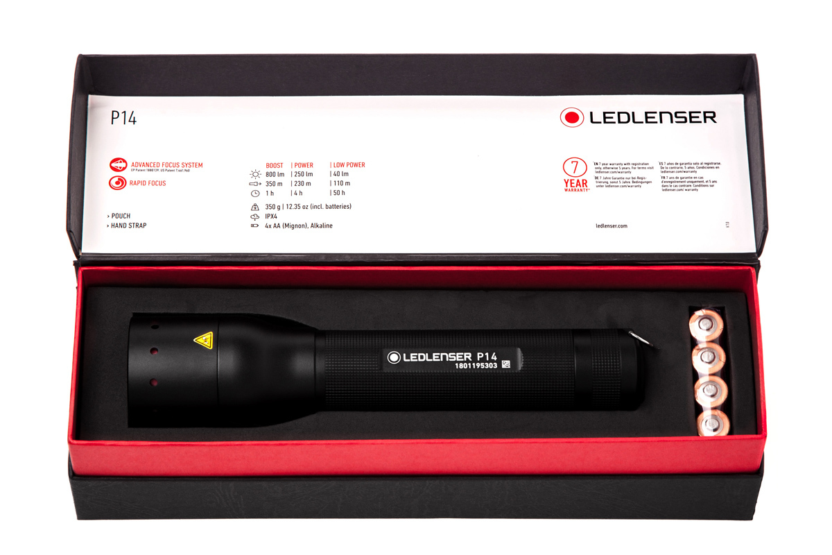 Фонарь светодиодный LED Lenser P14, 800 лм., 4-АА - фото 8