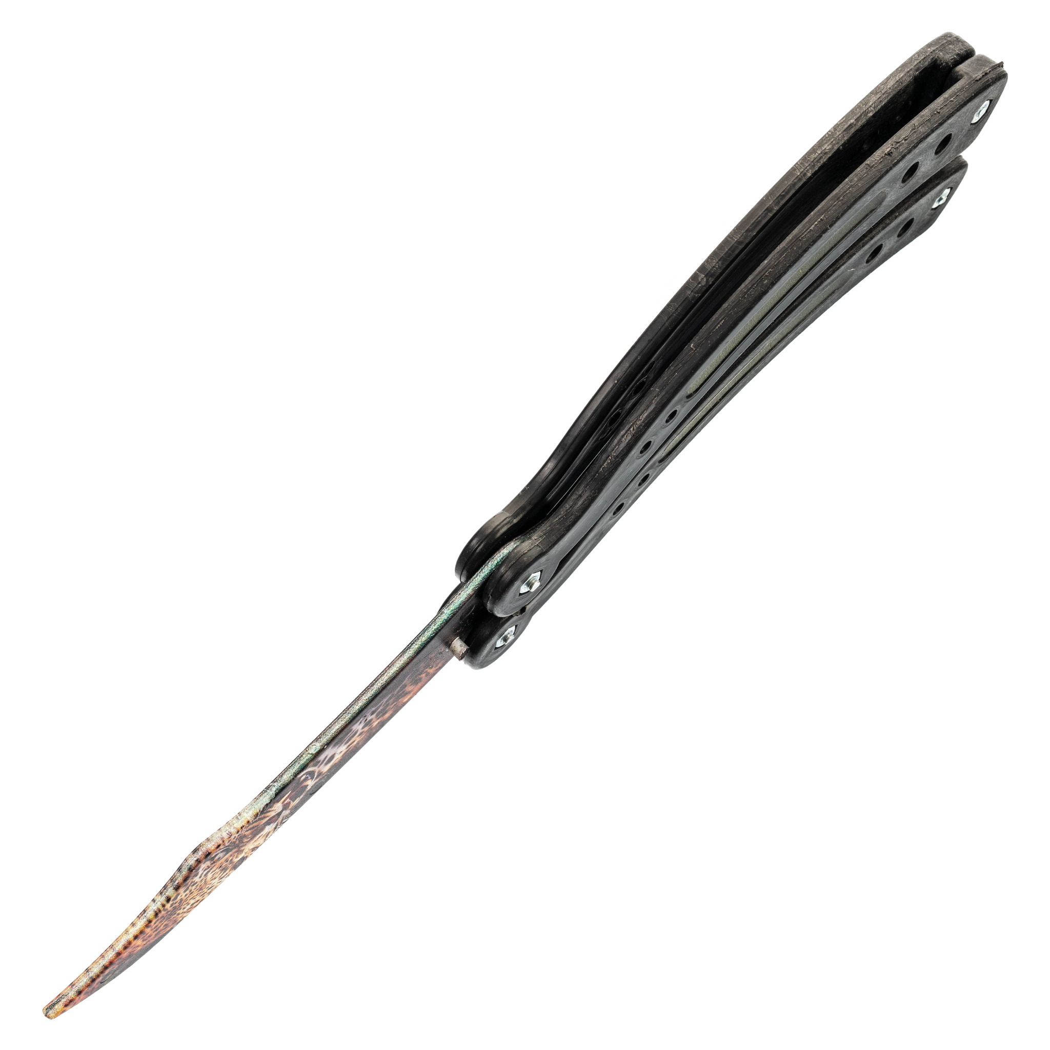 Тренировочный нож-бабочка (балисонг) Гепард, черный пластик ABS - фото 3