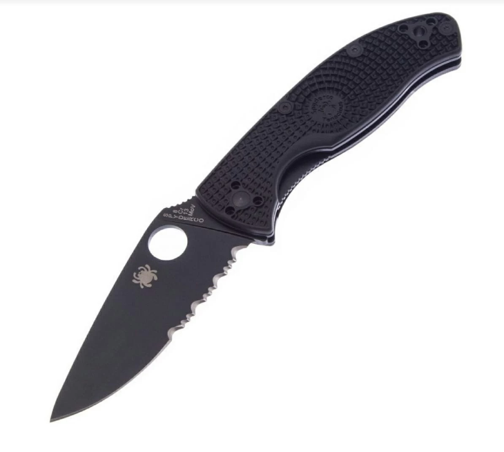 Нож складной Tenacious Lightweight Spyderco черный, сталь 8Cr13MOV Satin, рукоять термопластик FRN