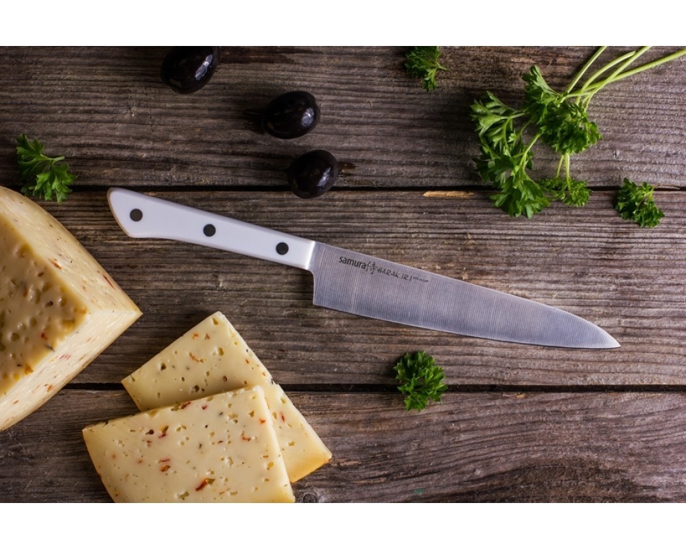 Нож кухонный универсальный Samura "HARAKIRI" (SHR-0023W) 150 мм, сталь AUS-8, рукоять ABS пластик, белый от Ножиков