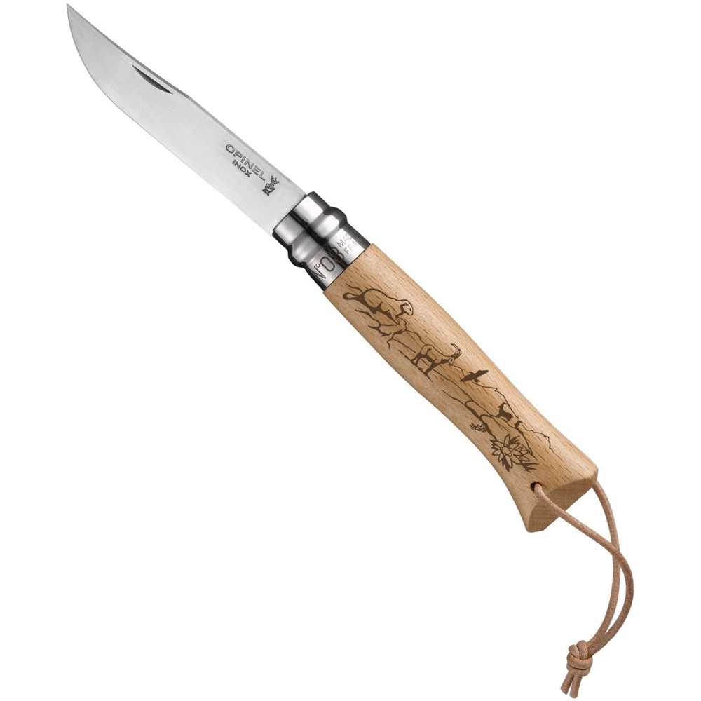 Складной Нож Opinel №8 Trekking, нержавеющая сталь Sandvik 12C27, 001641, гравировка сурок - фото 3