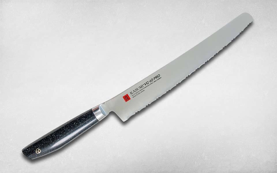 Нож кухонный для хлеба VG10 PRO 250 мм, Kasumi, 56025, сталь VG-10, искусственный мрамор, чёрный - фото 1