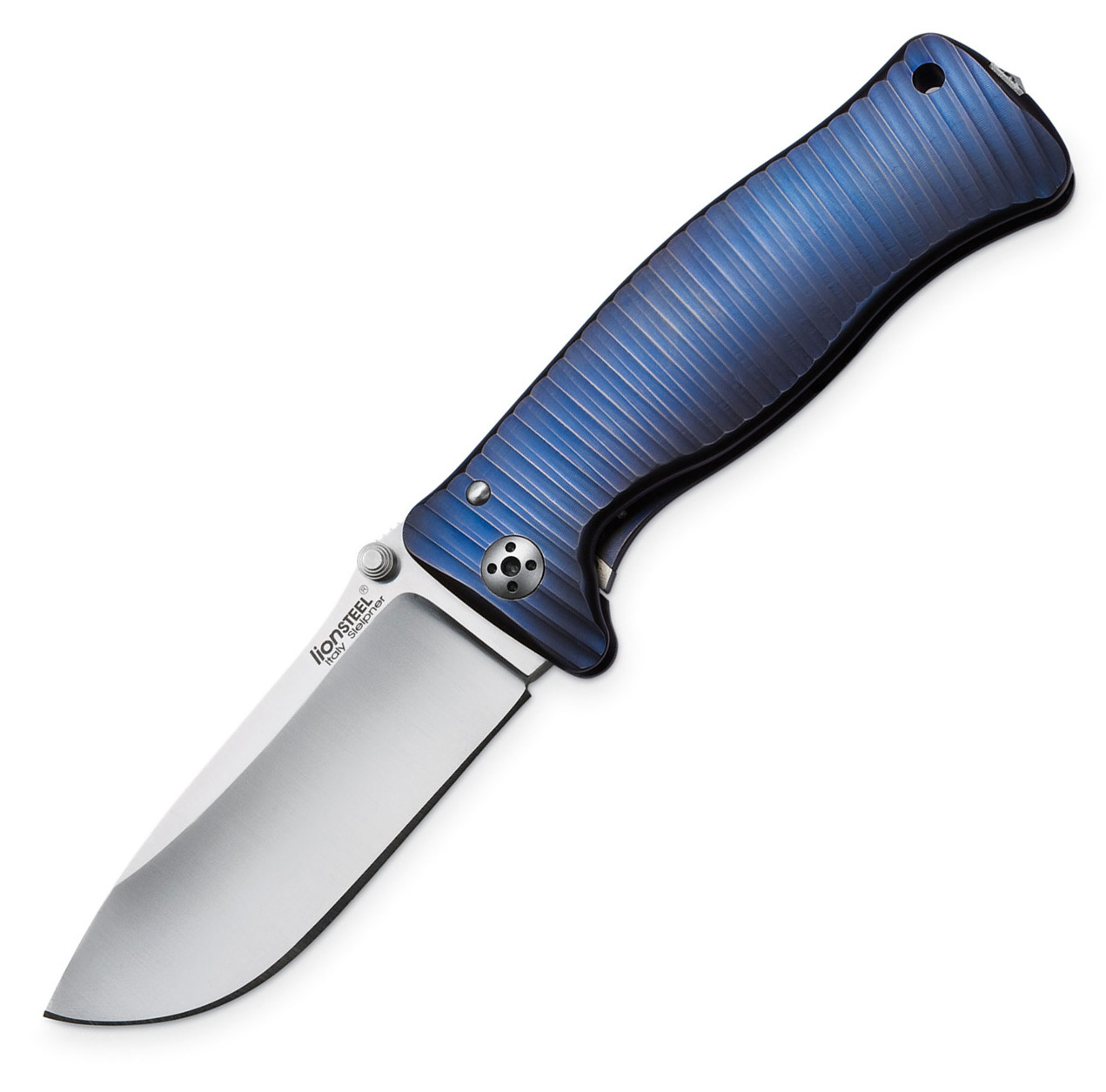 Нож складной LionSteel SR1 V (VIOLET), сталь Sleipner Satin Finish, рукоять титан по технологии SOLID®, фиолетовый