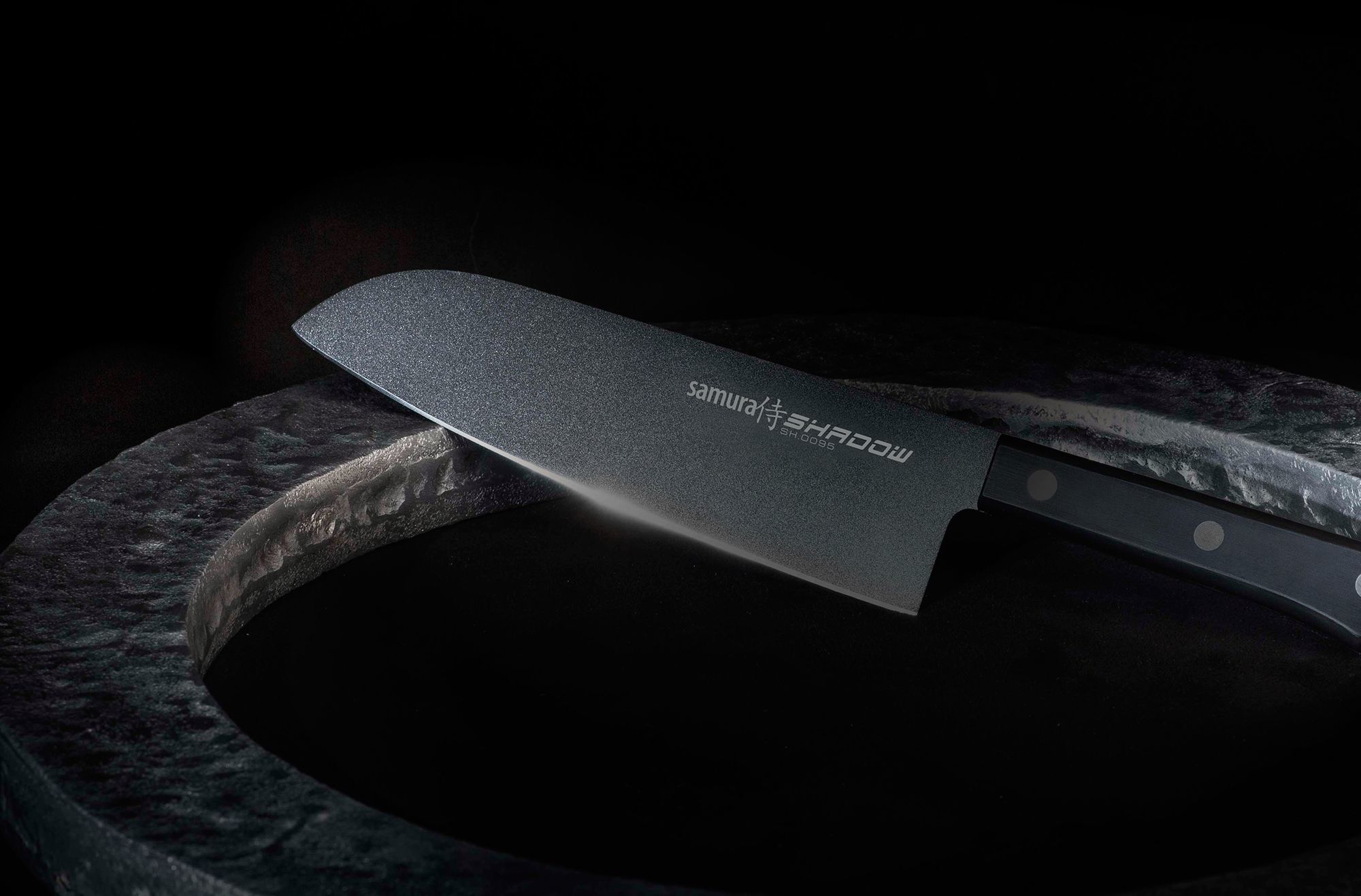 SH-0095 Нож кухонный "Samura SHADOW" Сантоку с покрытием BLACK FUSO 170 мм, AUS-8,G-10 от Ножиков