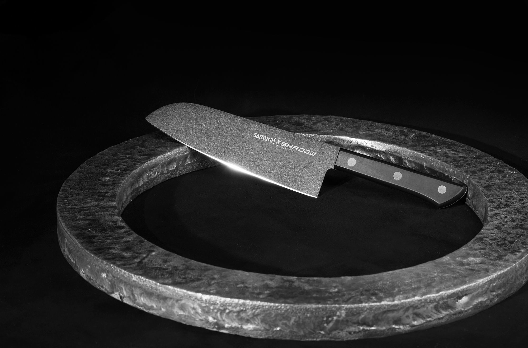 SH-0095 Нож кухонный "Samura SHADOW" Сантоку с покрытием BLACK FUSO 170 мм, AUS-8,G-10 от Ножиков