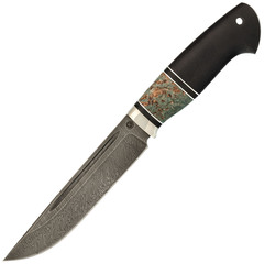 Фото Нож Егерь, сталь дамаск, рукоять граб, вставка карельская береза