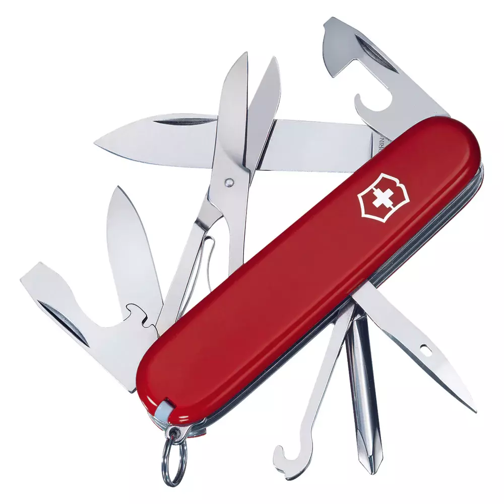 Нож перочинный Victorinox Super Tinker, сталь X55CrMo14, рукоять Cellidor®, красный, блистер нож перочинный victorinox hiker 1 4613 91мм 13 функций красный