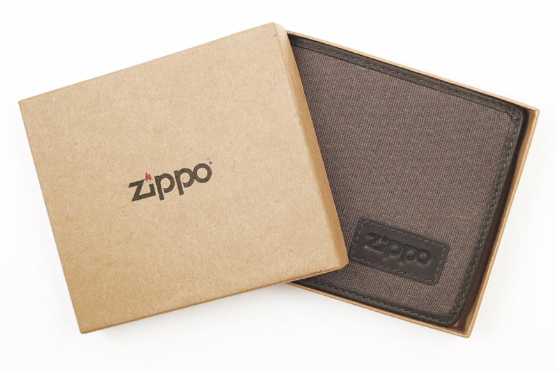фото Портмоне zippo, коричневое, натуральная кожа / холщовая ткань, 11x1,5x10,5 см