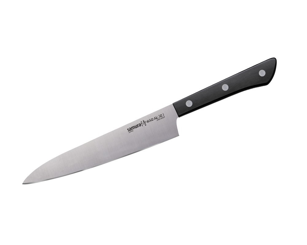 Набор из 3-х кухонных ножей (универсальный, для замороженных продуктов, шеф) Samura "Harakiri" (SHR-0230B) Black, сталь AUS-8, рукоять ABS-пластик от Ножиков